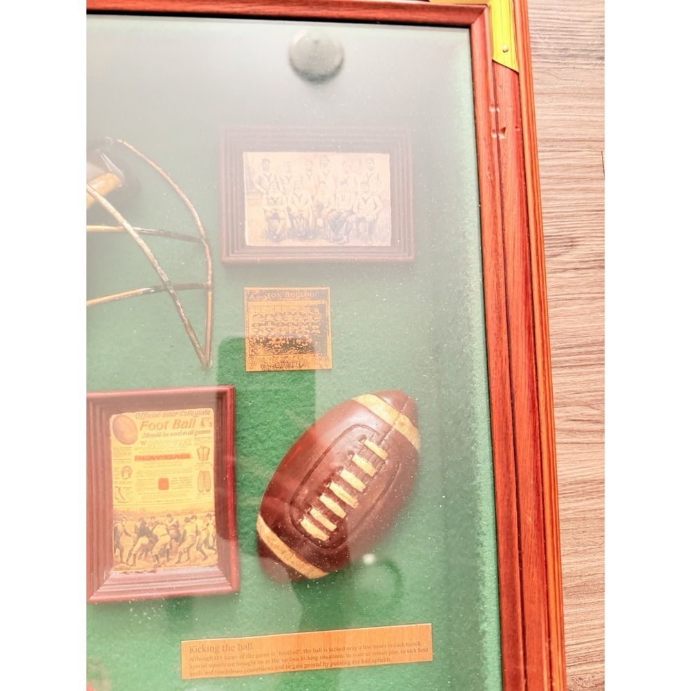 Vintage Football Shadow Box Wall Decor Framed Display Man Cave Sports - Picture 4 of 7
